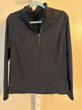 J Jill Sweater Womens Small Black Pullover 1/4 Zip  Up Long Sleeve Casual Sporty